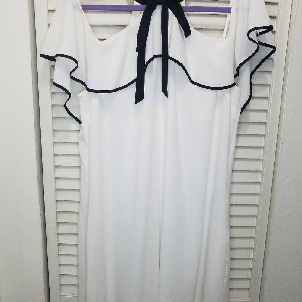 Worthington White with black  trim dress  new  without tags.